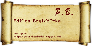Péts Boglárka névjegykártya